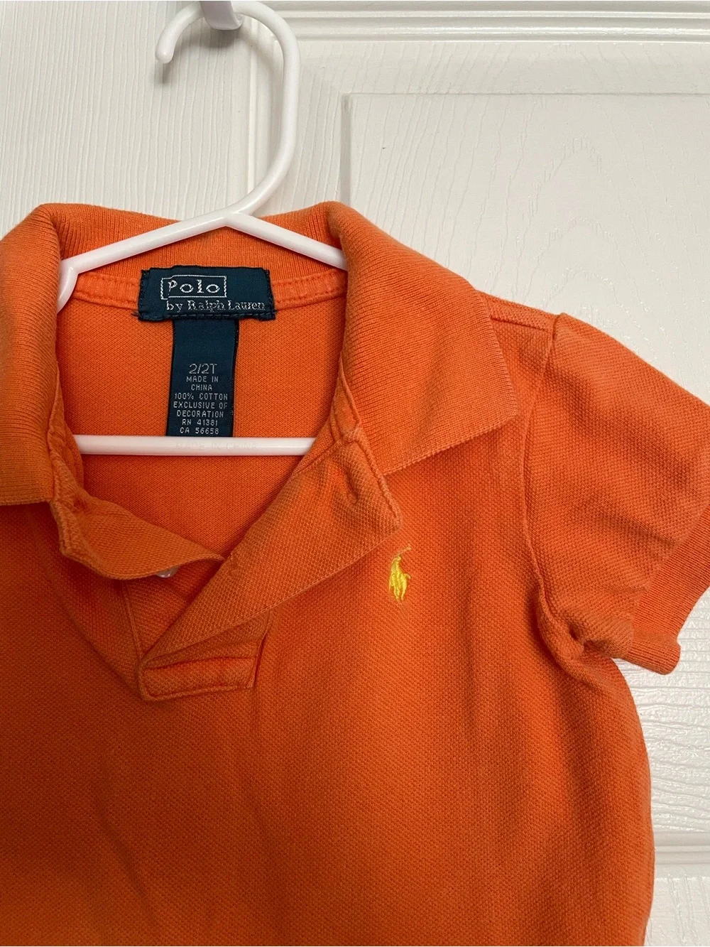 Ralph Lauren Kids size 2T Orange Polo Short Sleeve Shirt with Yellow Pony